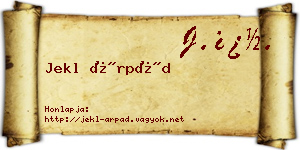 Jekl Árpád névjegykártya